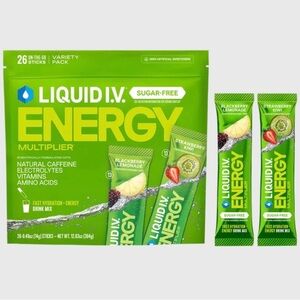 liquid I.V Energy Multipler Sugar Free Variety Pack 24 Sealed Sticks Electrolyte